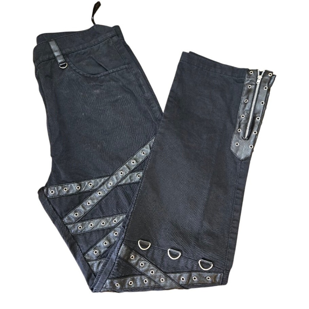 Vintage Goth Men's Studded Vest & D Ring Pants 2 Pc Set Sz L READ DESC - Picture 5 of 13